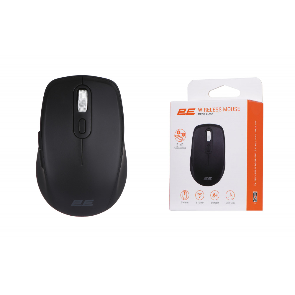 2Е MF225 Silent Wireless Mouse Black